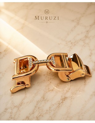Boucle cavalière argentée avec brillant  pour ceinture Femme à fermeture automatique