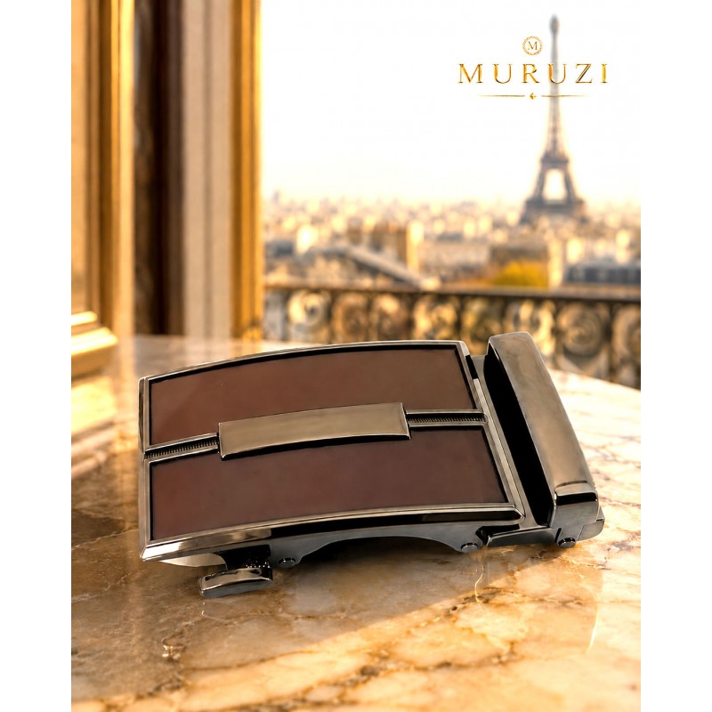 548 Boucle rectangulaire fond marron cadre bronze