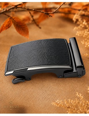 Boucle de ceinture cuir B6 branche noire cadre bronze