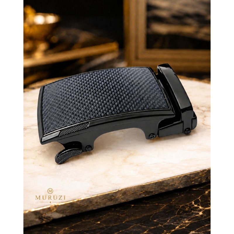 525 Boucle de ceinture automatique homme centre cuir carbone  noir  avec cadre couleur bronze