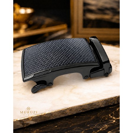 Boucle de ceinture homme centre cuir carbone  avec cadre couleur bronze