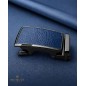 536 Boucle de ceinture bronze grain cuir B2 bleu