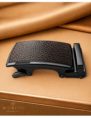 Boucle de ceinture grain cuir Marron cadre couleur bronze
