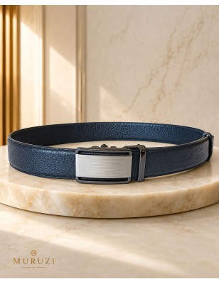 Ceinture homme cuir pleine fleur noir sans trou – Boucle 501 MURUZI