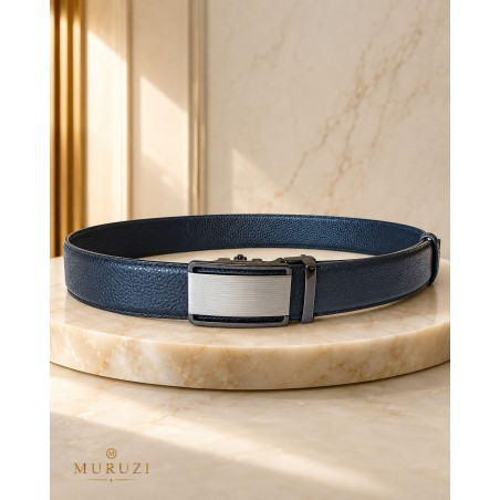 Ceinture homme cuir pleine fleur noir sans trou – Boucle 501 MURUZI