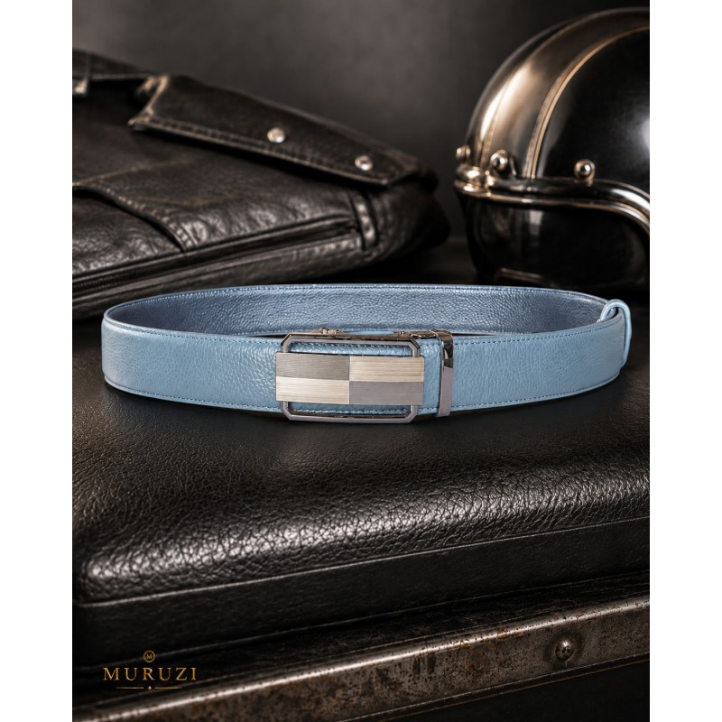 Ceinture homme en cuir pleine fleur gris avec boucle automatique 510 Ceinture homme en cuir pleine fleur gris avec boucle automatique 510