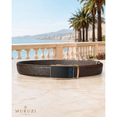Ceinture en cuir pleine fleur avec boucle automatique