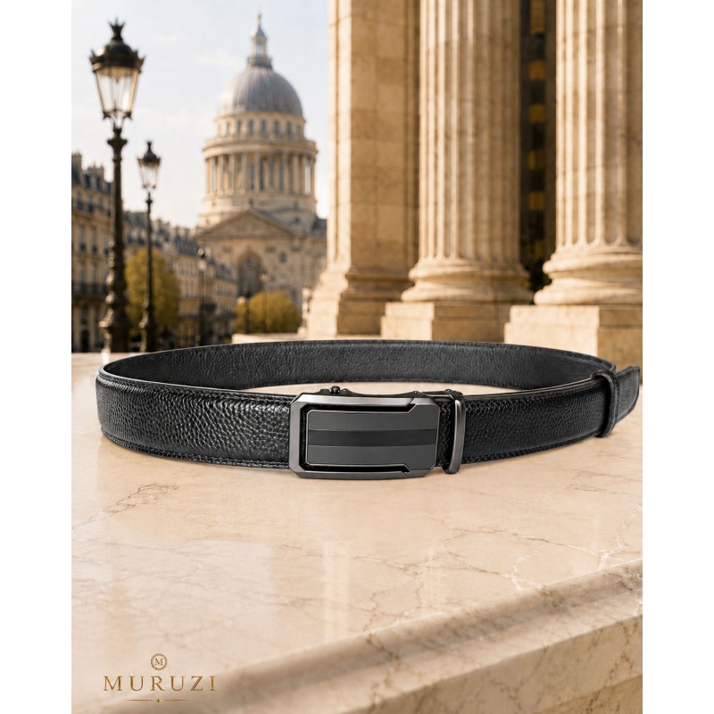 Ceinture homme en cuir pleine fleur noir avec boucle automatique 516 Ceinture homme en cuir pleine fleur noir avec boucle automatique 516