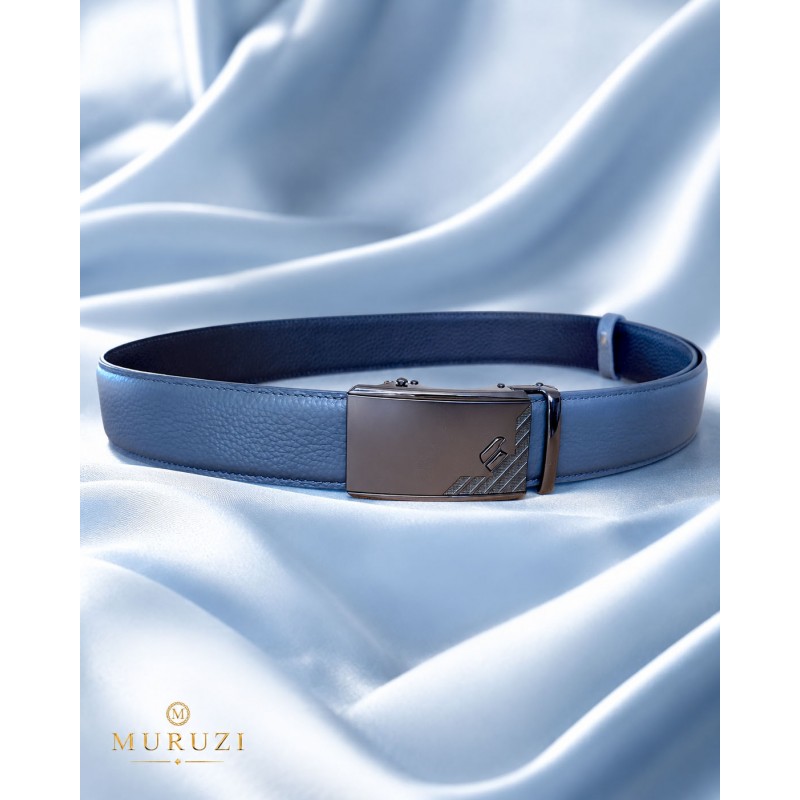 Ceinture homme en cuir pleine fleur gris avec boucle automatique 527 Ceinture homme en cuir pleine fleur gris avec boucle automatique 527