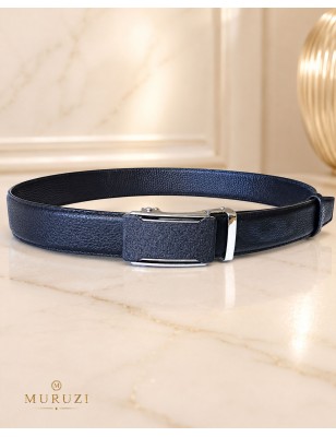Ceinture homme cuir pleine fleur noir sans trou – Boucle 528 MURUZI