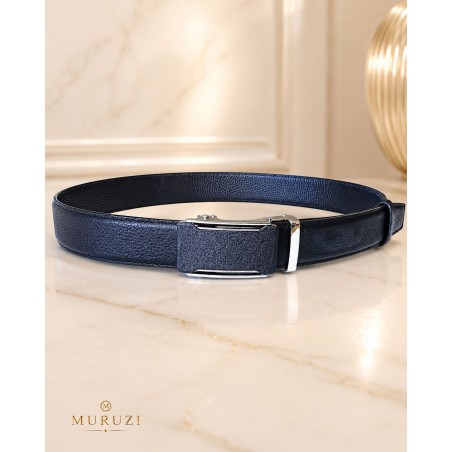 Ceinture homme cuir pleine fleur noir sans trou – Boucle 528 MURUZI