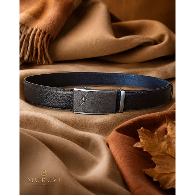 Ceinture homme en cuir pleine fleur marron avec boucle automatique 529 Ceinture homme en cuir pleine fleur marron avec boucle automatique 529