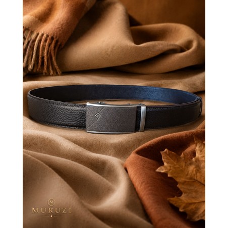 Ceinture en cuir en cuir pleine fleur marron avec sa boucle automatique