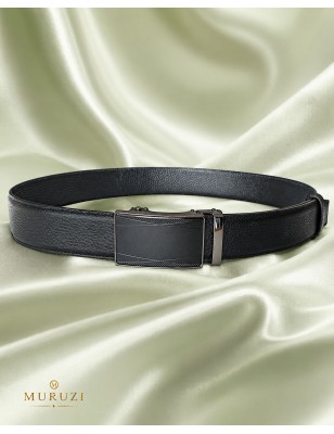 Ceinture homme cuir pleine fleur noir sans trou – Boucle 530 MURUZI
