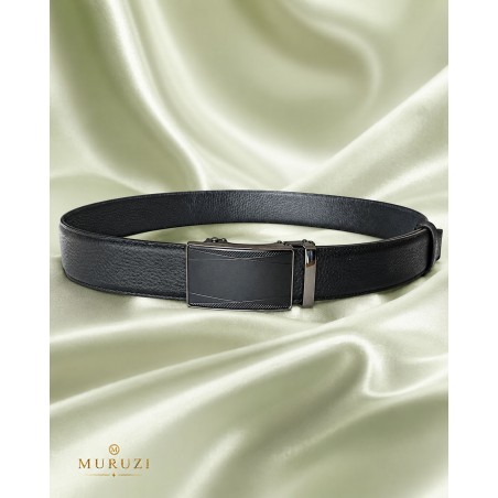 Ceinture homme cuir pleine fleur noir sans trou – Boucle 530 MURUZI