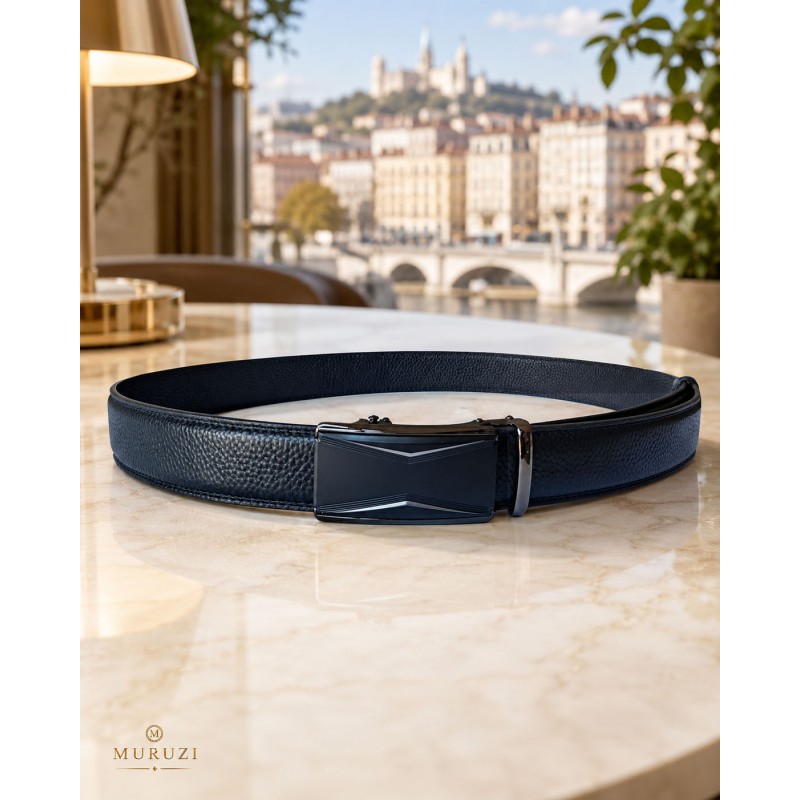 Ceinture homme en cuir pleine fleur noir avec boucle automatique 553 Ceinture homme en cuir pleine fleur noir avec boucle automatique 553