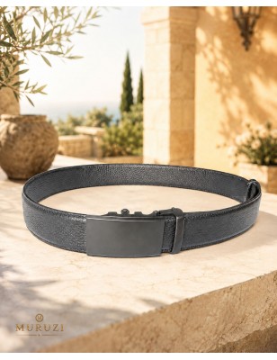 Ceinture homme cuir pleine fleur noir sans trou – Boucle 569 MURUZI