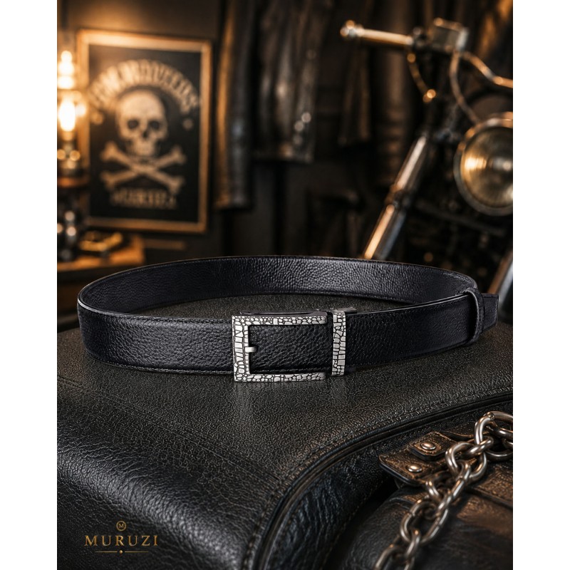 Ceinture homme en cuir pleine fleur noir avec boucle automatique 571 Ceinture homme en cuir pleine fleur noir avec boucle automatique 571