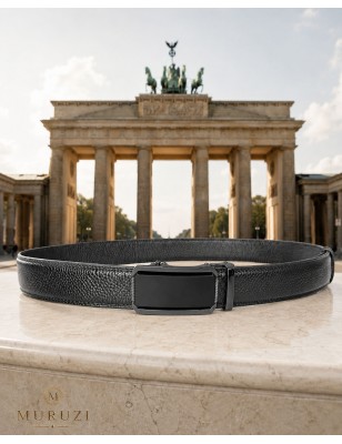 Ceinture homme cuir pleine fleur noir sans trou – Boucle 522 MURUZI