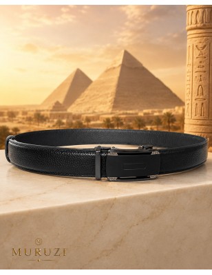 Ceinture homme cuir pleine fleur noir sans trou – Boucle 545 MURUZI
