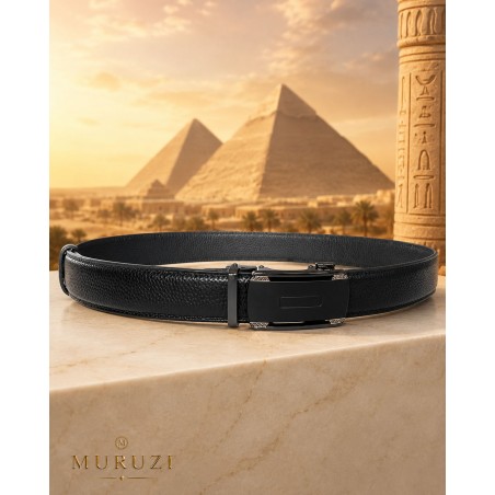Ceinture homme cuir pleine fleur noir sans trou – Boucle 545 MURUZI