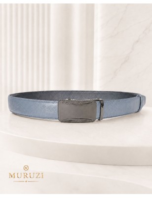 CC546B2 Ceinture homme en cuir pleine fleur gris avec boucle automatique 546