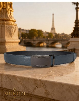 Ceinture homme cuir pleine fleur gris sans trou – Boucle 546 MURUZI