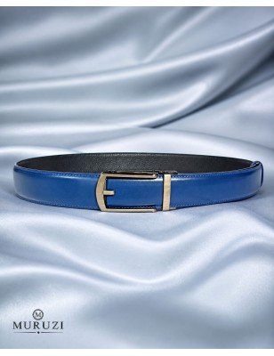 Ceinture automatique homme cuir bleu lisse – boucle 572