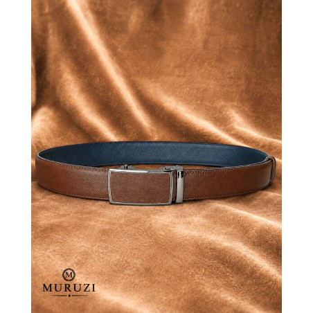 Ceinture homme MURUZI 586 cuir marron carbone sans trou – LES CHICS B5