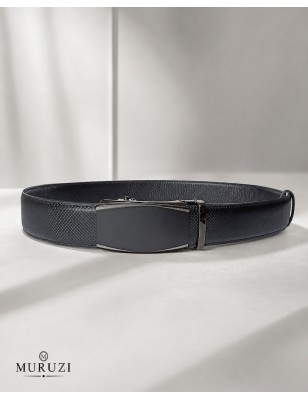 Ceinture homme MURUZI 523B5 en cuir pleine fleur noir avec boucle automatique, gamme LES CHICS.