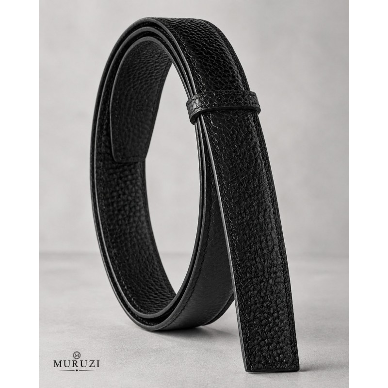 Lanière cuir Lady pleine fleur noire finition Luxe pour ceinture à boucle automatique