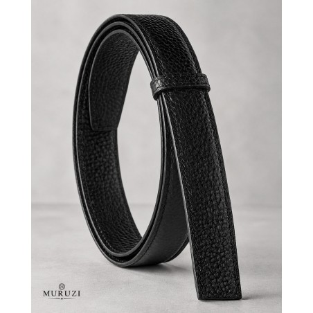 Lanière cuir Lady pleine fleur noire finition Luxe pour ceinture à boucle automatique