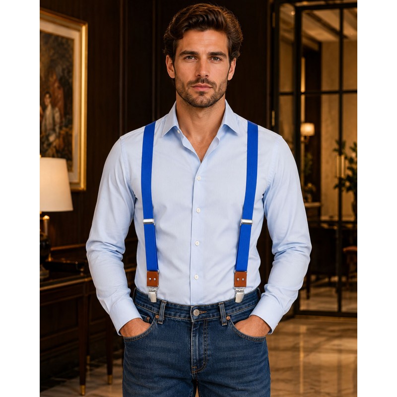 Bretelles homme MURUZI 902 bleu roi – Élégance Bretelles homme MURUZI 902 bleu roi – Élégance