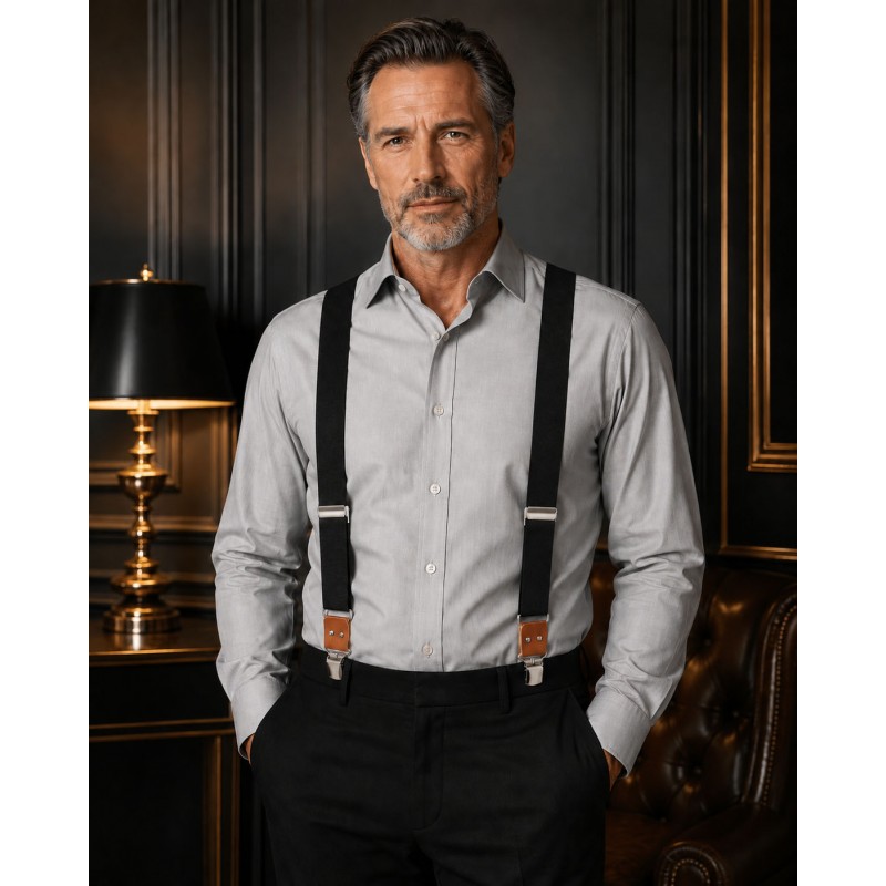 Bretelles homme MURUZI 907 noires – Intemporel Bretelles homme MURUZI 907 noires – Intemporel