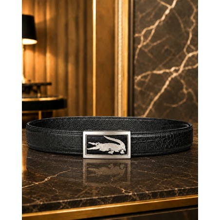Ceinture homme MURUZI 800 cuir noir finition croco – LUXURY