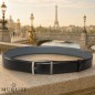 CCR02 ceinture  réversible cuir pleine fleur gris et noir