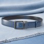 CCR01 Ceinture prête à porter réversible cuir pleine fleur bleu et noir CCR01 Ceinture prête à porter réversible cuir pleine fleur bleu et noir