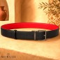 CCR03 Ceinture prête à porter réversible cuir pleine fleur rouge et noir CCR03 Ceinture prête à porter réversible cuir pleine fleur rouge et noir
