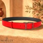 CCR03 Ceinture prête à porter réversible cuir pleine fleur rouge et noir CCR03 Ceinture prête à porter réversible cuir pleine fleur rouge et noir