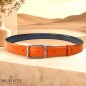 CCR04 Ceinture prête à porter réversible cuir pleine fleur camel et noir CCR04 Ceinture prête à porter réversible cuir pleine fleur camel et noir