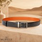 CCR04 Ceinture prête à porter réversible cuir pleine fleur camel et noir CCR04 Ceinture prête à porter réversible cuir pleine fleur camel et noir