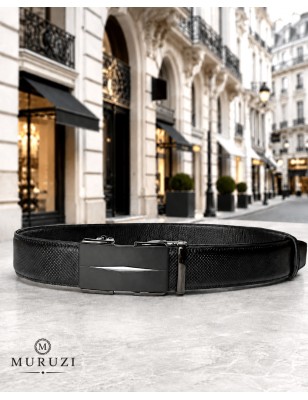 Ceinture homme MURUZI 509 cuir noir finition carbone sans trou – LES CHICS B5