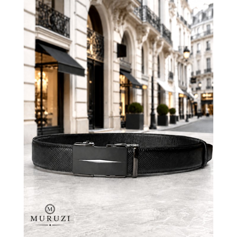Ceinture automatique homme cuir noir finition carbone – boucle 509 Ceinture automatique homme cuir noir finition carbone – boucle 509