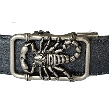 Ceinture homme automatique sans trou MURUZI 605 cuir B2 noir – BIKER