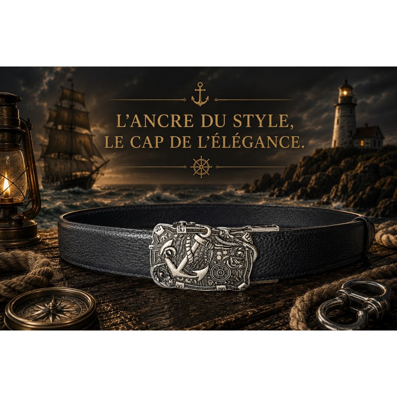 Ceinture homme automatique sans trou MURUZI 610 cuir B2 noir – BIKER Ceinture homme automatique sans trou MURUZI 610 cuir B2 noir – BIKER