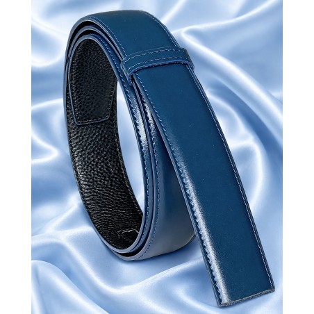 Lanière homme MURUZI 702 cuir bleu lisse – LES CHICS LB5