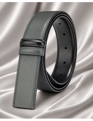 Lanière réversible cuir pleine fleur gris et noir | MURUZI