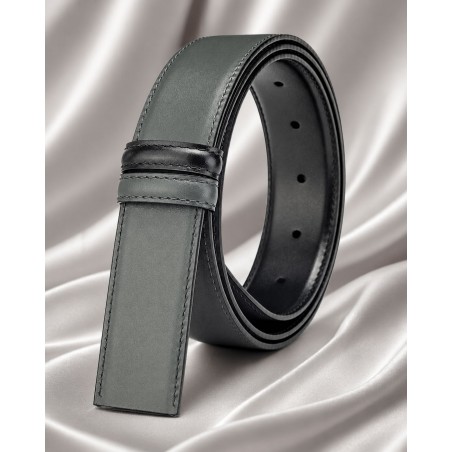 Lanière réversible cuir pleine fleur gris et noir | MURUZI
