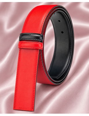 Lanière réversible MURUZI rouge et noir sur fond satiné