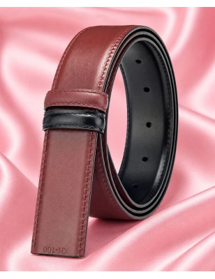 Lanière réversible MURUZI prune et noir sur fond satiné rose